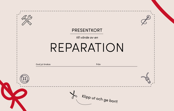 Illustration av ett presentkort på en reparation.